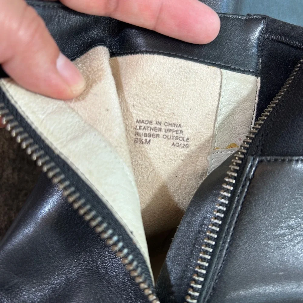 Michael Kors Black Leather Wedge Ankle Boots Side Zip Sock Bootie 6.5M
